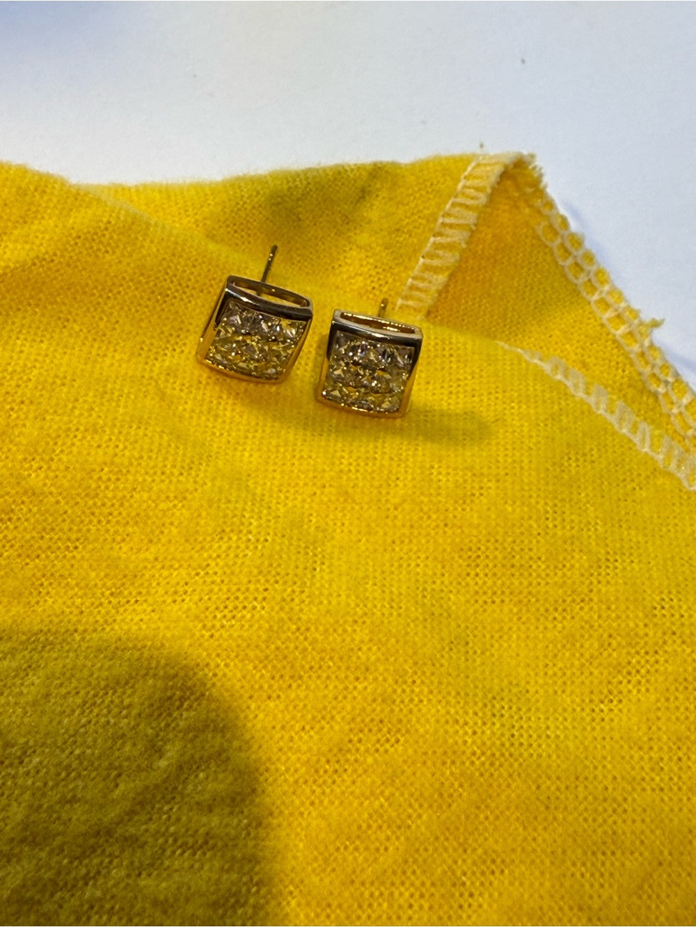 Source Unknown Gold Crystal Square Stud Earrings - Gold